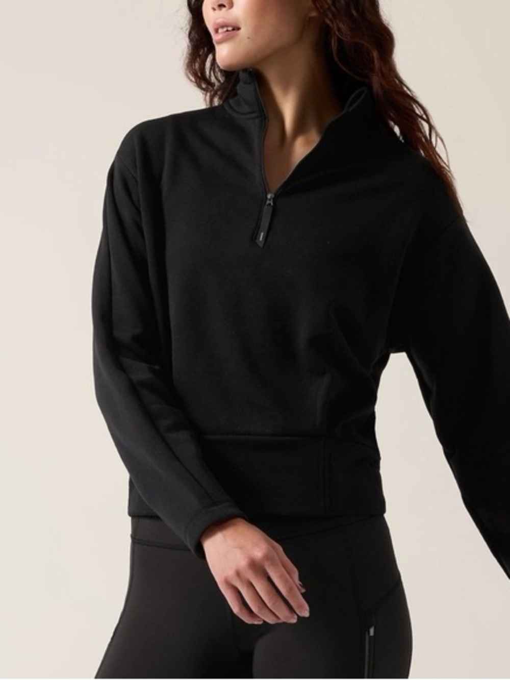 Athleta Altitude Polartec Half Zip Sweatshirt Black